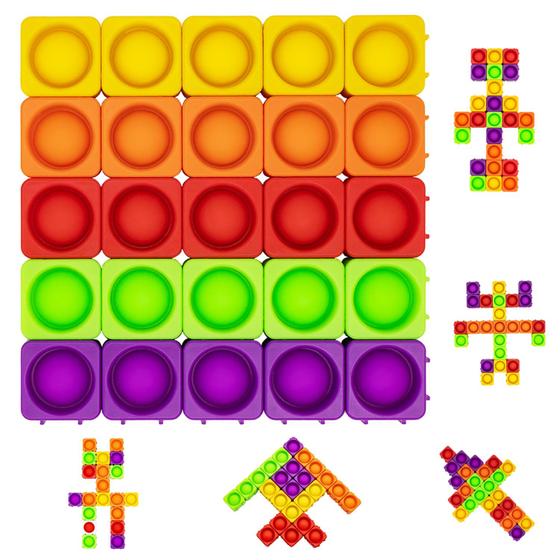 Imagem de Sensory Fidget Blocks, 25 peças de brinquedo de bolha de silicone para crianças