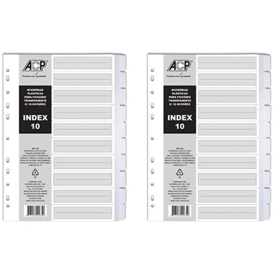 Imagem de Separador para Fichário Universitário com 10 Divisões Transparentes 224x295mm Ref. 655