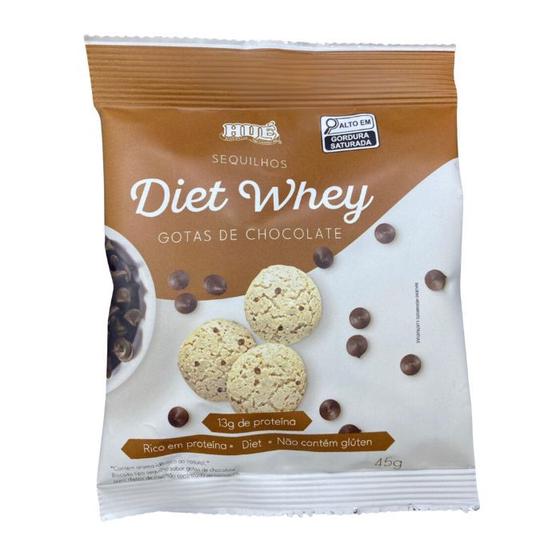 Imagem de Sequilhos Diet Whey, Sem Glúten Gotas de Chocolate Hué 45g - 13g de proteína
