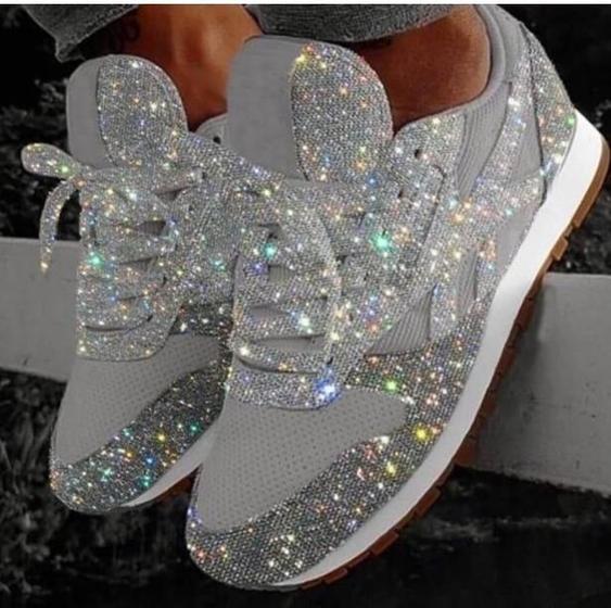 Imagem de Sequins de Glitter Feminino Lace Up Sneakers Fashion Bling Sneak