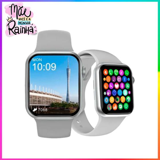 Imagem de Serie 9 Branco Smart Watch Presente Super Mãe Com Bluetooth Para Chamadas Envio Já