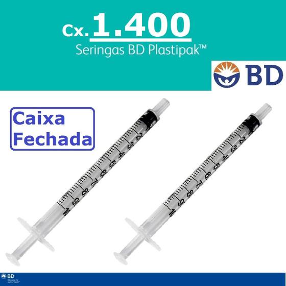Imagem de Seringa 1ml Sem Agulha Luer Slip BD Kit 1.400 unids 