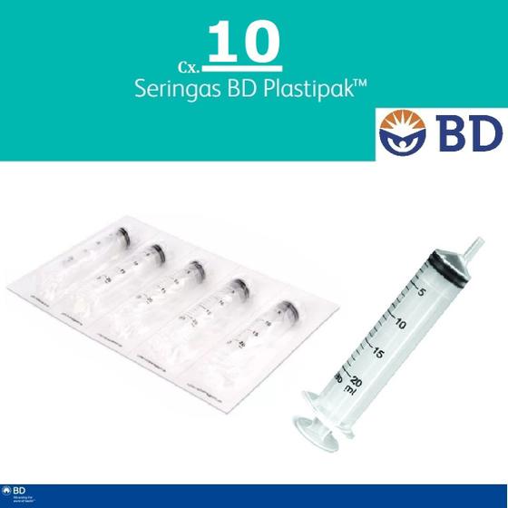 Imagem de Seringa 20ml Sem Agulha Luer Slip BD 990173 10 unidades