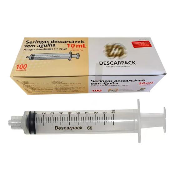 Imagem de Seringa Descartável 10ML Luer Lock Caixa Com 100 Unidades Descarpack