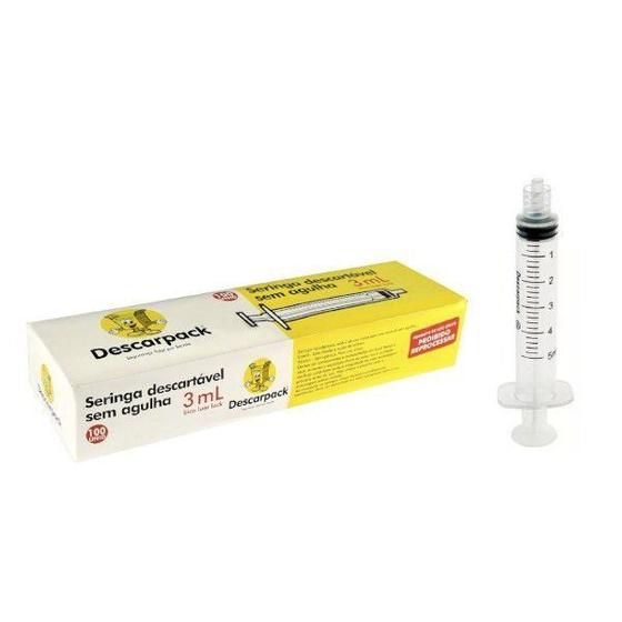 Imagem de Seringa Descartável 3ml Luer Lock Estéril C/100Un - Descarpack 