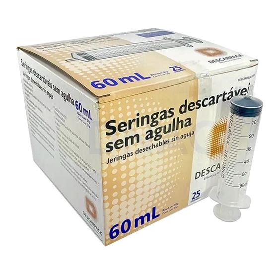 Imagem de Seringa Descartável Estéril 60 ml Bico Luer Slip (DESCARPACK) - 25 Unidades
