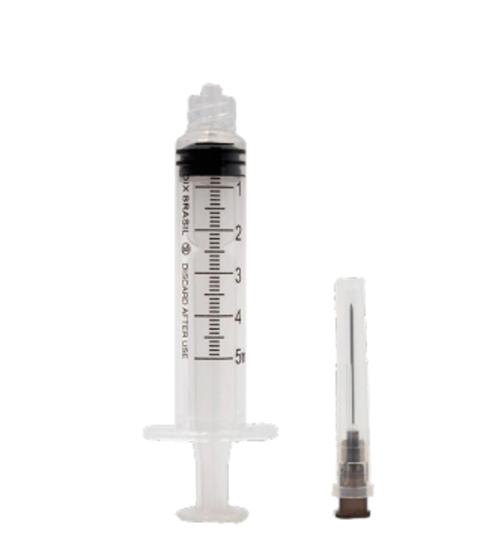 Imagem de Seringa Hipodérmica com Agulha Luer Lock (5ml) - Caixa com 100 unidades- Medix