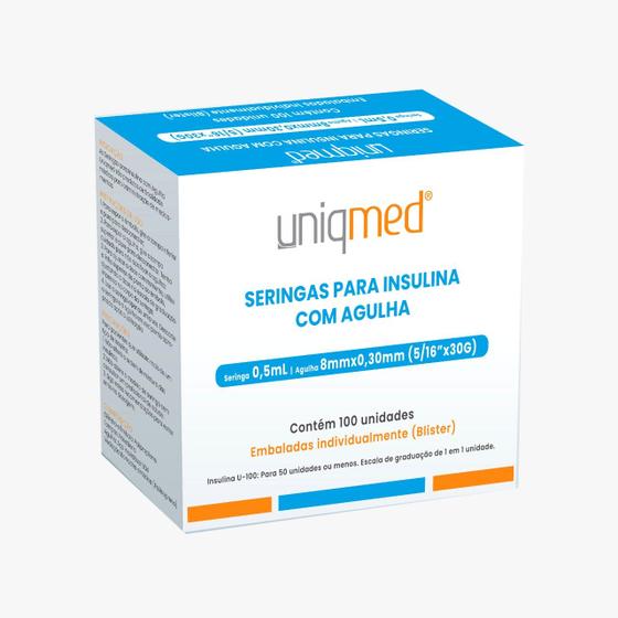 Imagem de Seringa para insulina 0,5 ml 8x0,30mm 100un uniqmed