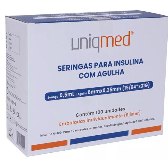 Imagem de Seringa Para Insulina/Botóx Uniqmed 0,5 ml x 6 mm