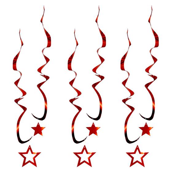 Imagem de Serpentina Metalizada Decoração Teto Carnaval Vermelho 06 un