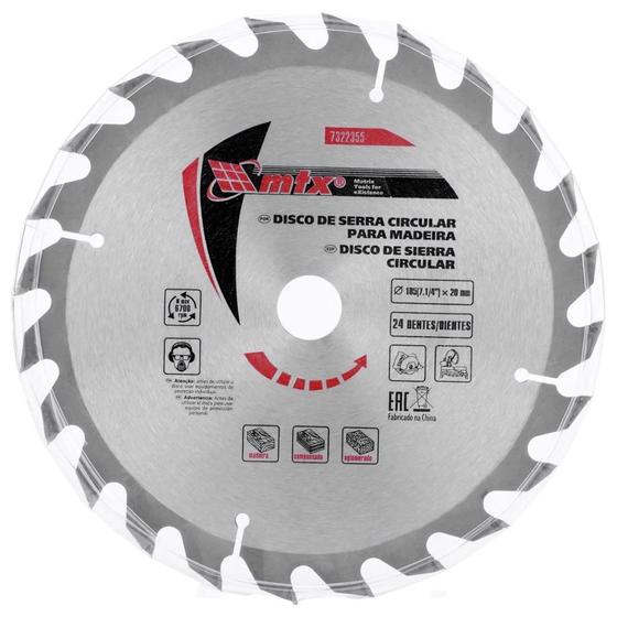 Imagem de Serra Circular de Widea 7.1/4 POL x 24 Dentes Furo 20MM MTX