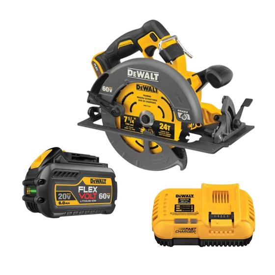 Imagem de Serra Circular Dewalt Bateria 60V 6ah Dcs578b Carregador Rapido 110V