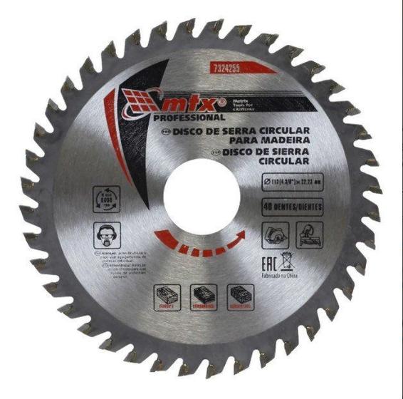 Serra Circular Widea 4.3/8 x 22,23mm 40 Dentes MTX 7324255 Menor preço em Serra Circular Widea 4.3/8 x 22,23mm 40 Dentes MTX 7324255