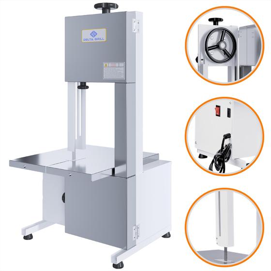 Imagem de Serra Fita Bancada Mesa Aço Inox Máquina Cortar Carne Porco Frango Peixe Serrar Osso Semi Profissional Açougue 1,46