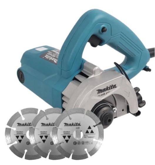 Imagem de Serra Mármore 1200w 110mm M0400B-P-127V MAKITA  ** Com 3 DISCOS Diamantados **