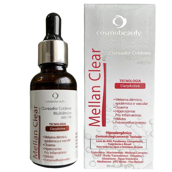 Sérum Clareador Facial Mellan Clear Fluid Cosmobeauty Menor preço em Sérum Clareador Facial Mellan Clear Fluid Cosmobeauty