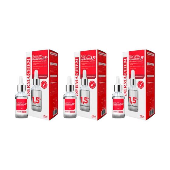 Imagem de Serum Facial Dermachem 30Ml Hialuronico - Kit Com 3Un
