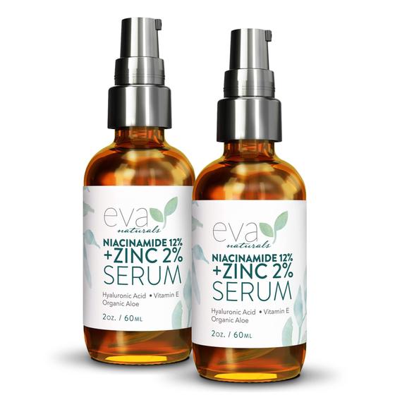 Imagem de Sérum Facial Eva Naturals - Niacinamida 12% + Zinco PCA 2% + Ácido Hialurônico - 60ml (2 unidades)
