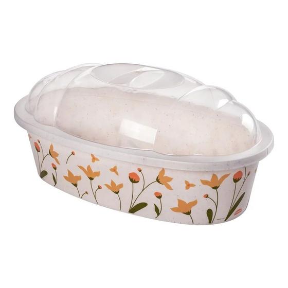 Imagem de Serve Pão com Tampa Floral - Bege - Plasútil
