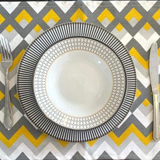 Imagem de Serviço Americano Chevron Amarelo Impermeável - 35 x 45cm