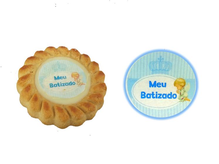 Imagem de Serviço Impressão em papel de arroz cortados para bolachas batizado cor azul