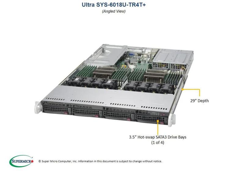 Imagem de Servidor Supermicro SuperServer 6018U-TR4T+ com Xeon E5-2650l V3 24C e 32GB de RAM