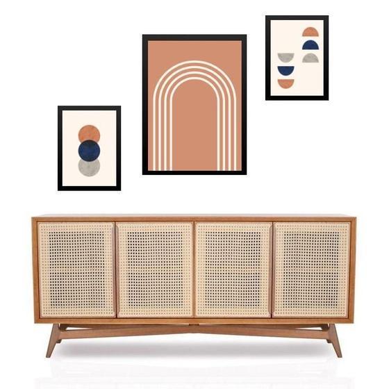 Imagem de Set 3 Quadros Abstratos Boho Terracota ul - Com Vidro
