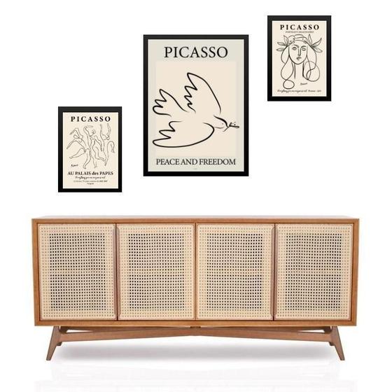 Imagem de Set 3 Quadros Artes Minimalistas Picasso - Com Vidro