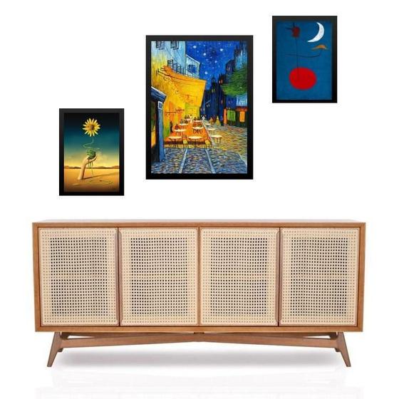 Imagem de Set 3 Quadros Artes Van Gogh Miró Dalí - Com Vidro