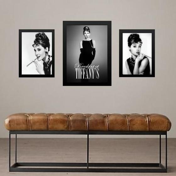 Imagem de Set 3 Quadros Audrey Bonequinha De Luxo - Com Vidro