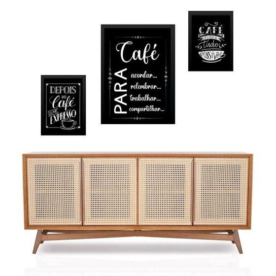 Imagem de Set 3 Quadros Café Chalkboard - Com Vidro