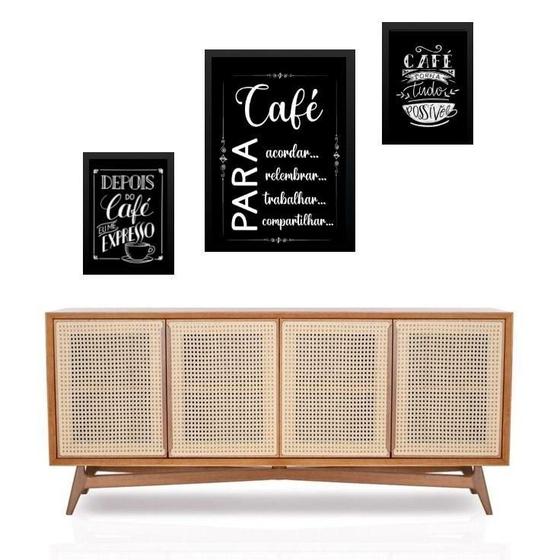 Imagem de Set 3 Quadros Café Chalkboard