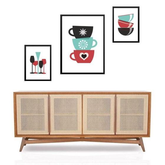 Imagem de Set 3 Quadros Cozinha Utensílios - Com Vidro