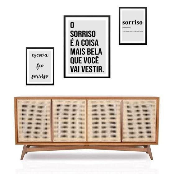 Imagem de Set 3 Quadros Dentista - Frases Sorriso - Com Vidro