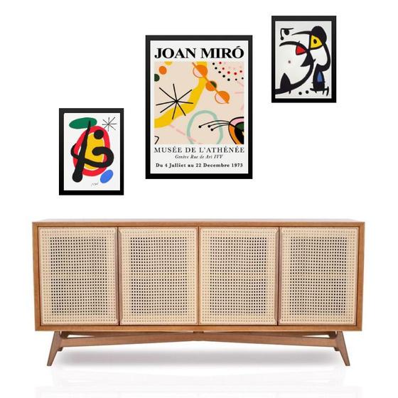 Imagem de Set 3 Quadros Obras De Miró - com vidro