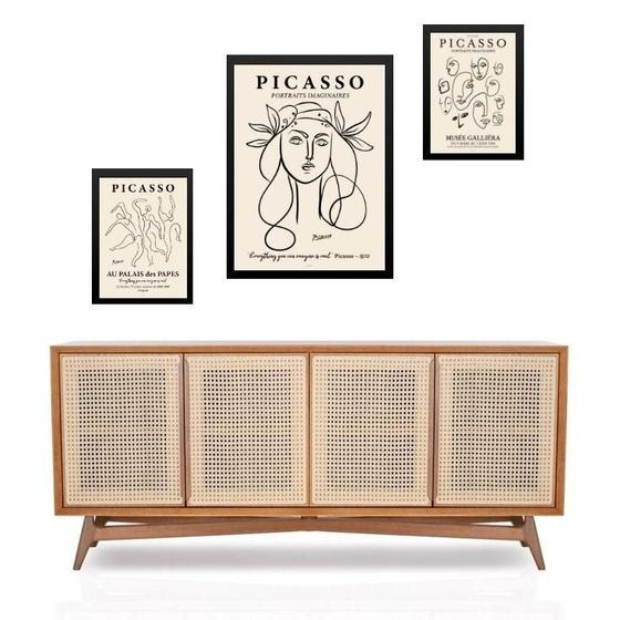 Imagem de Set 3 Quadros Obras Minimalistas Picasso - Com Vidro