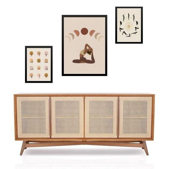Imagem de Set 3 Quadros Yoga - Posições - Com Vidro