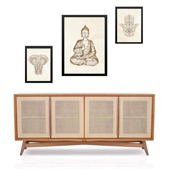 Imagem de Set 3 Quadros Zen Minimalista Buda - Com Vidro