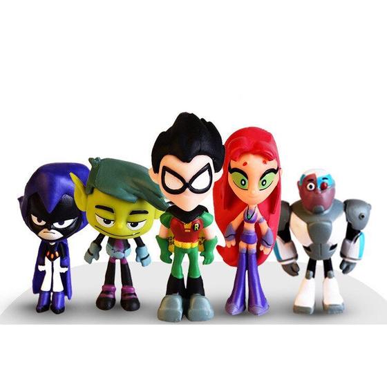 Imagem de Set bonecos jovens titas teen titans go robin mutano estelar cyborg ravena