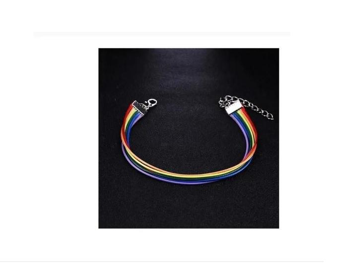 Imagem de Sete Cores Arco-Íris Cor Pulseira Colorida Unisex Lgbt