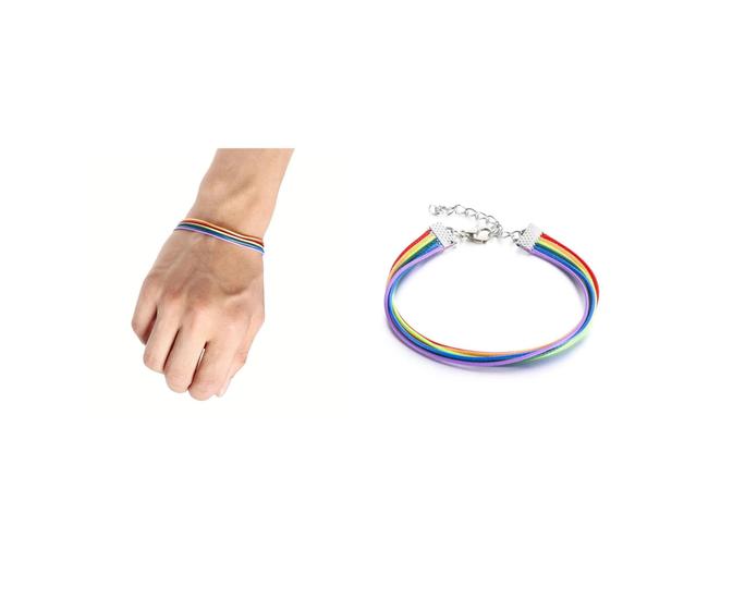 Imagem de Sete Cores Arco-Íris Cor Pulseira Colorida Unisex Lgbt
