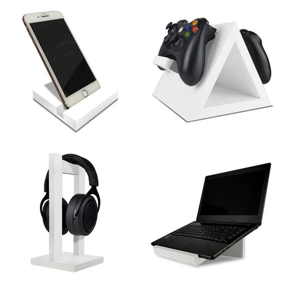 Imagem de Setup Gamer Kit Spark Suporte para Controle Headset Notebook e Celular Branco