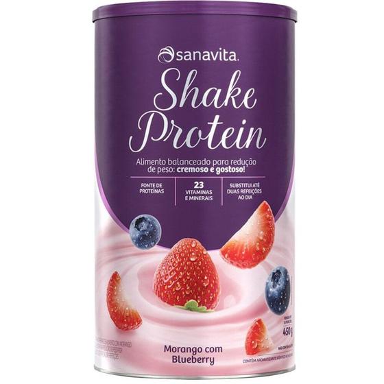 Imagem de Shake Protein Sanavita 450g Morango e Blueberry