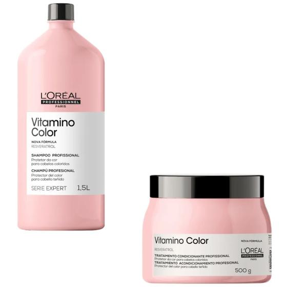 Imagem de Shampoo 1,5L e Máscara 500g Loreal Vitamino Color - Cabelos Coloridos