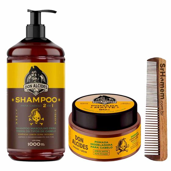 Imagem de Shampoo 1L Pasta Cabelo Lemon Bone Pente Duplo Don Alcides
