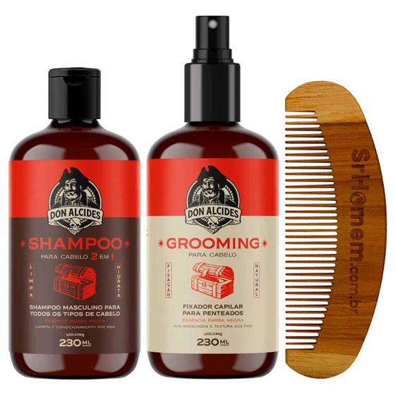 Imagem de Shampoo 230Ml Grooming Barba Negra Pente Curvo Don Alcides