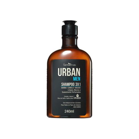 Imagem de Shampoo 3 X 1 Urban Men Farmaervas 240ml Barba Cabelo Bigode