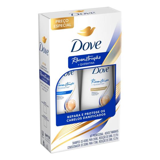 Imagem de Shampoo 350ml e Condicionador 175ml Dove Reconstrução e Queratina
