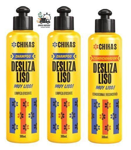 Imagem de Shampoo 600ml  Cond 300ml Desliza Liso Chikas Liso Duradouro