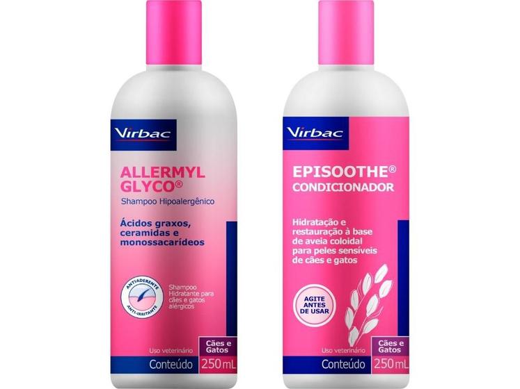 Shampoo Allermyl Glyco 250 ml + Condicionador Episoothe 250ml Virbac